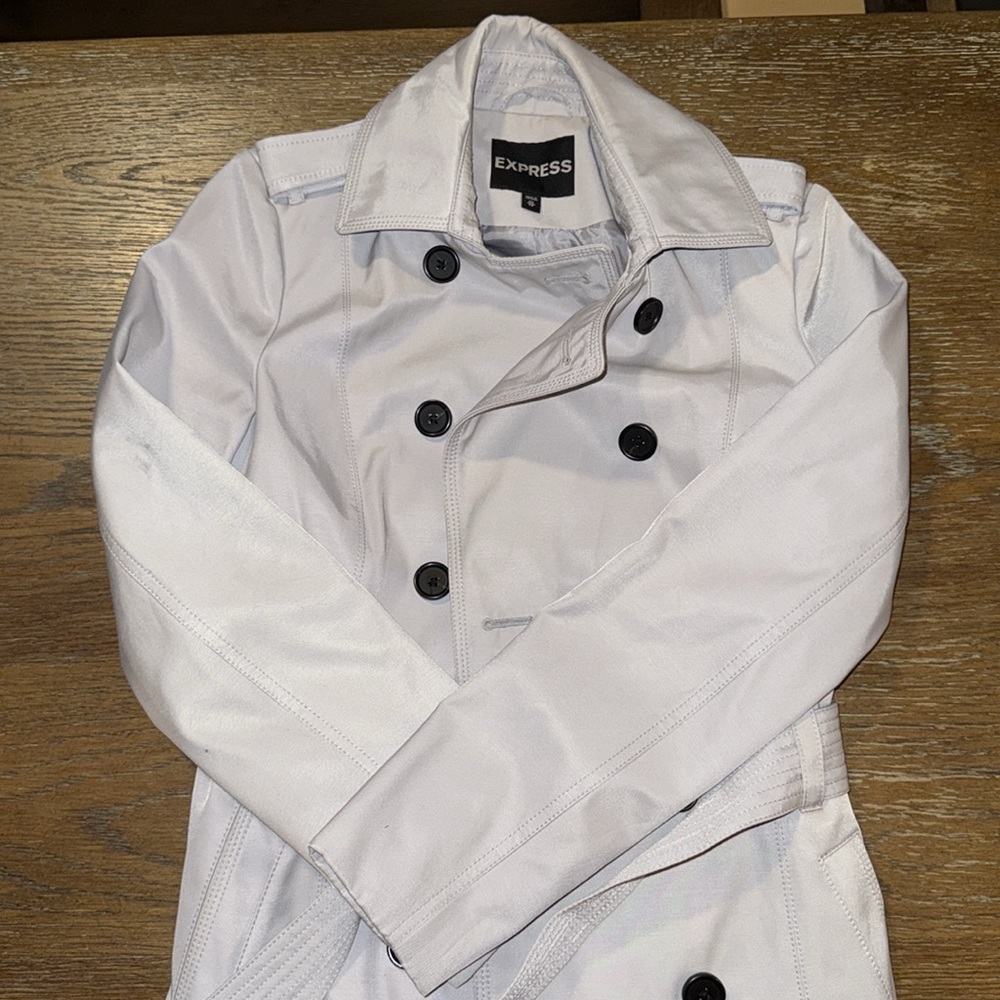 Express Light Gray Trench Coat - Picture 14 of 16